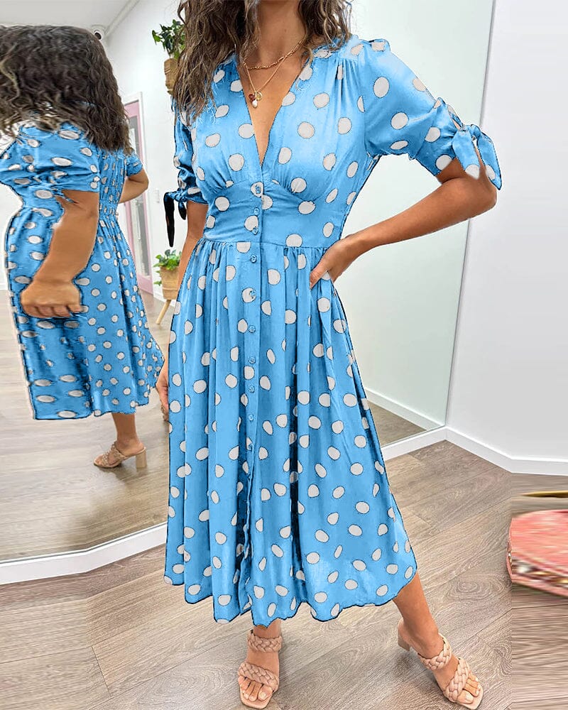 Polka Dot V-Neck Dress for Women - Timeless Everyday Style