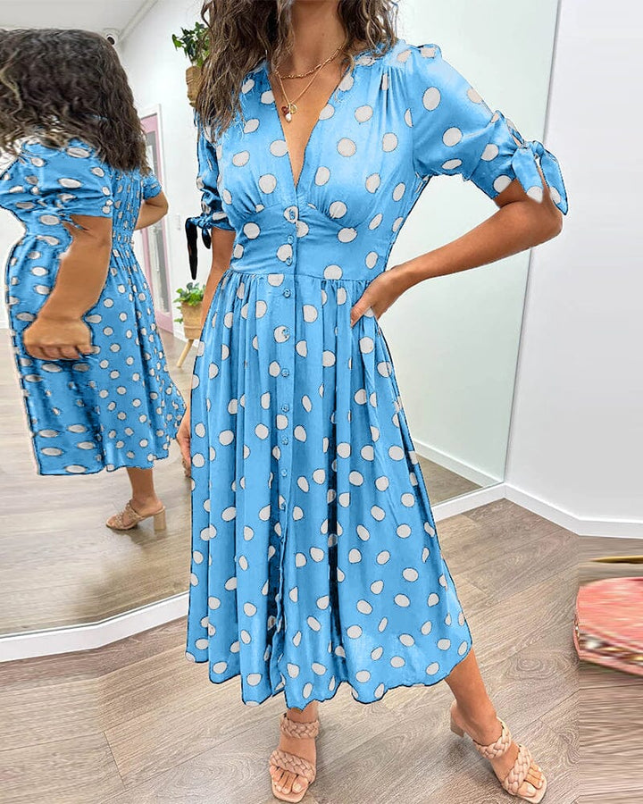 Polka Dot V-Neck Dress for Women - Timeless Everyday Style