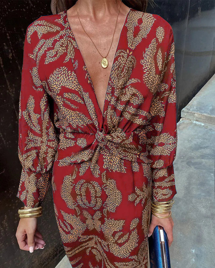 Floral Print Dress for Women - Elegant Midi Dress