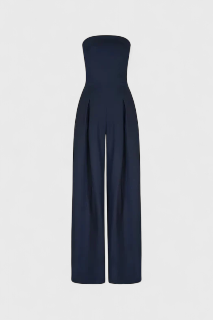 Wide Leg Jumpsuit Sleeveless - Elegant Structured Neckline