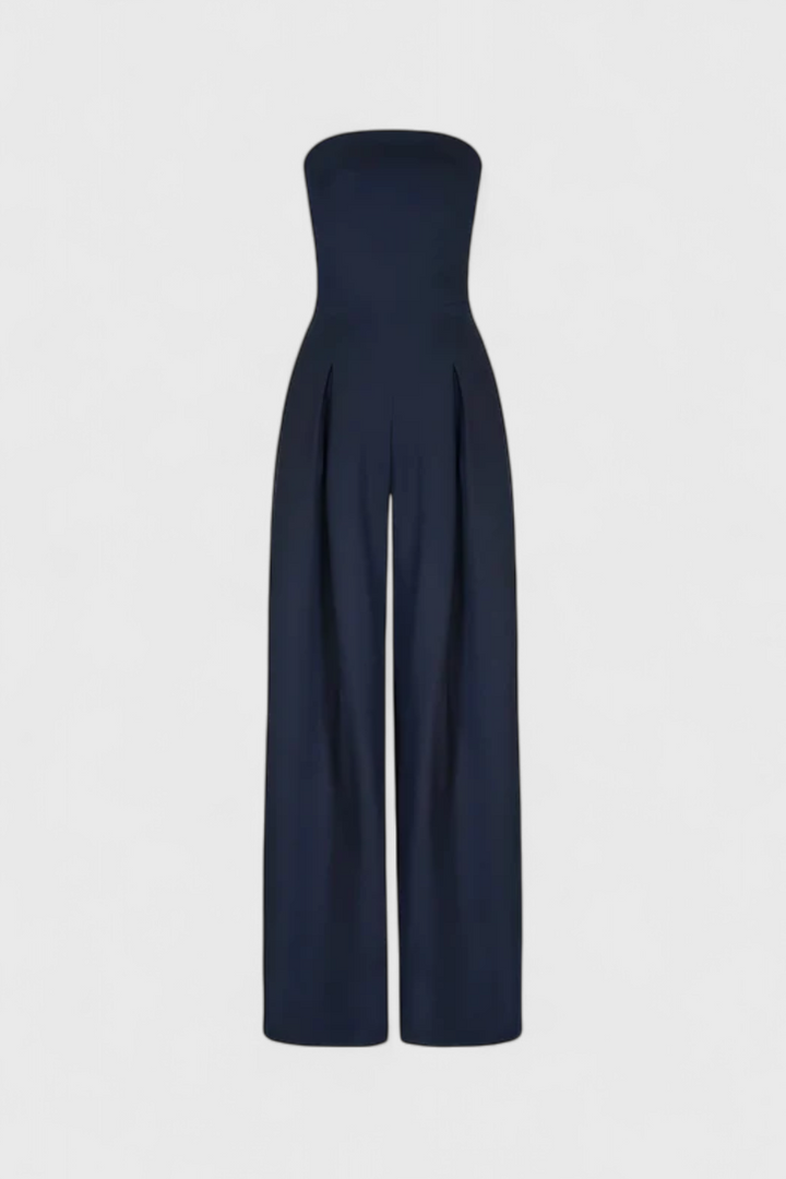 Wide Leg Jumpsuit Sleeveless - Elegant Structured Neckline