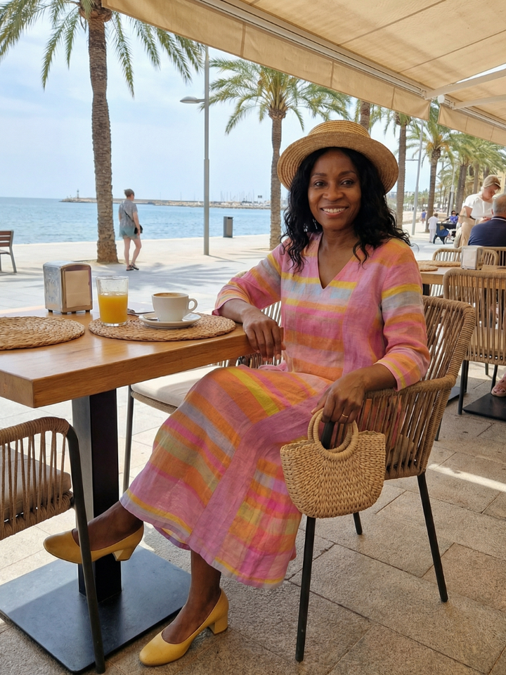 Tessa | Easy Drape Stripe Midi Dress