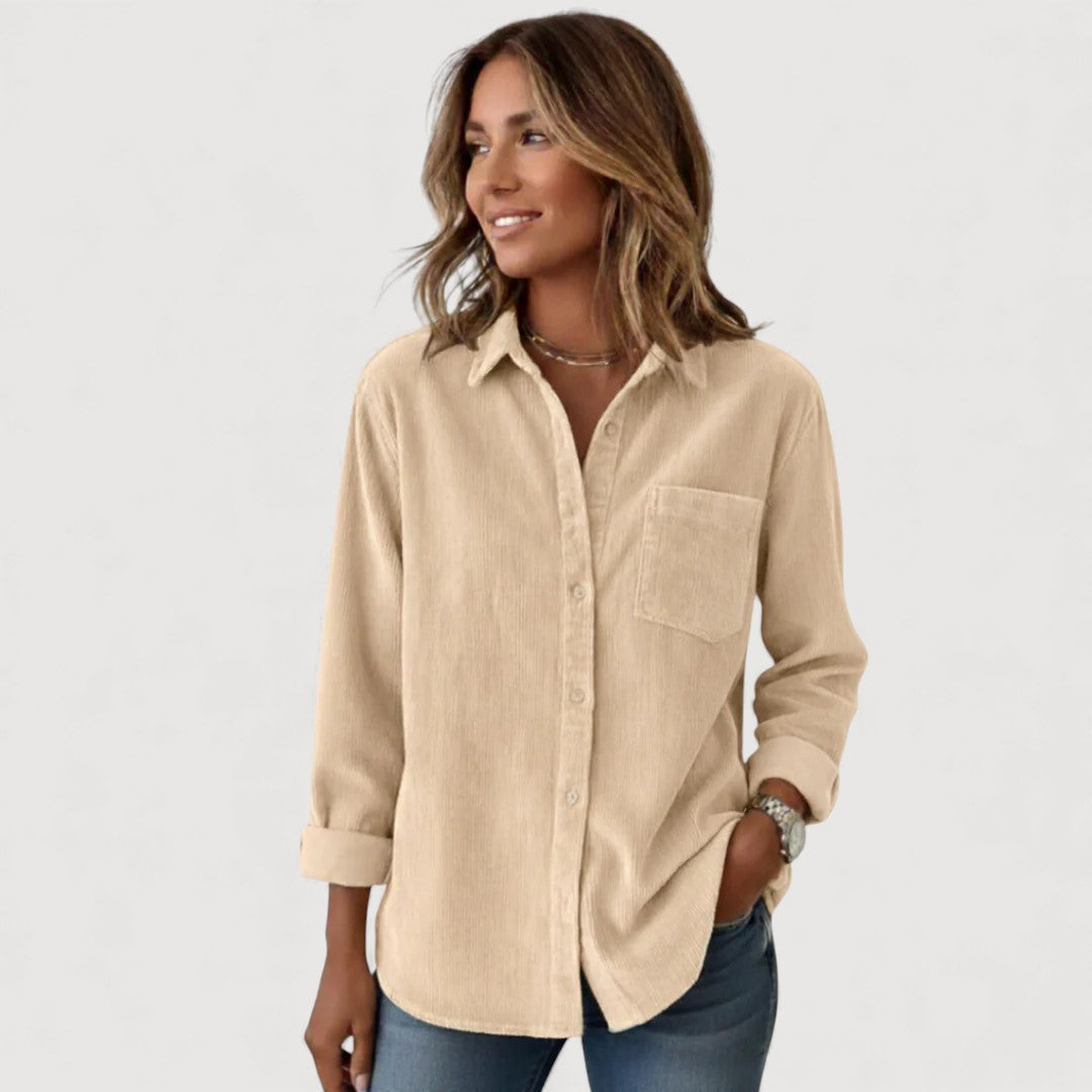Corduroy Button Down Shirt for Women - Classic Relaxed Fit