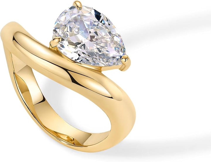 Gold Wavy Promise Ring | Delicate Stackable Band for Women