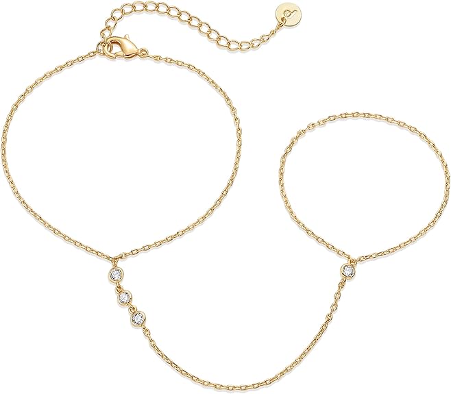 Beaded Chain Bracelet in Gold | Elegant Hand Chain Jewelry