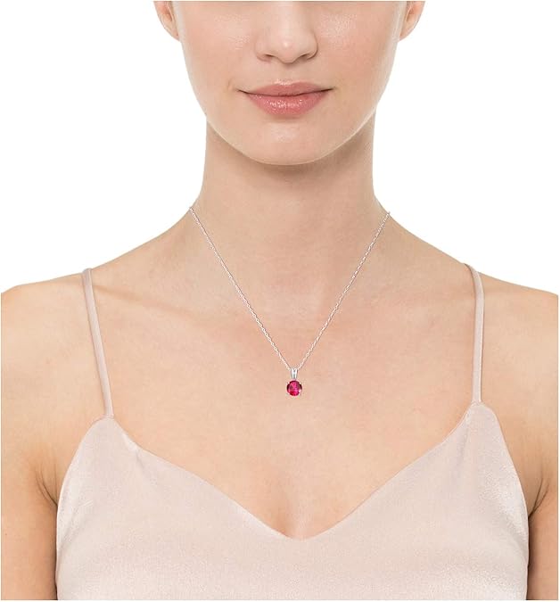 Ruby Pendant Necklace in White Gold | Round Cut Gemstone Jewelry