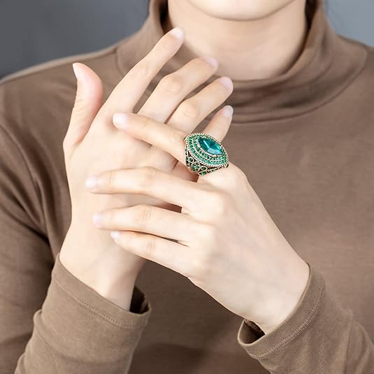Emerald Ring in Gold | Statement Cocktail Ring for Women