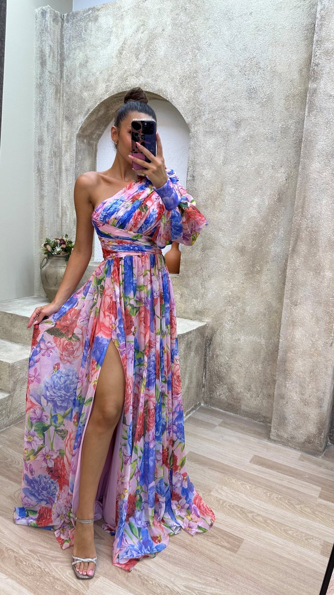 Draped Midi Dress for Women - Elegant Flowy Summer Dress