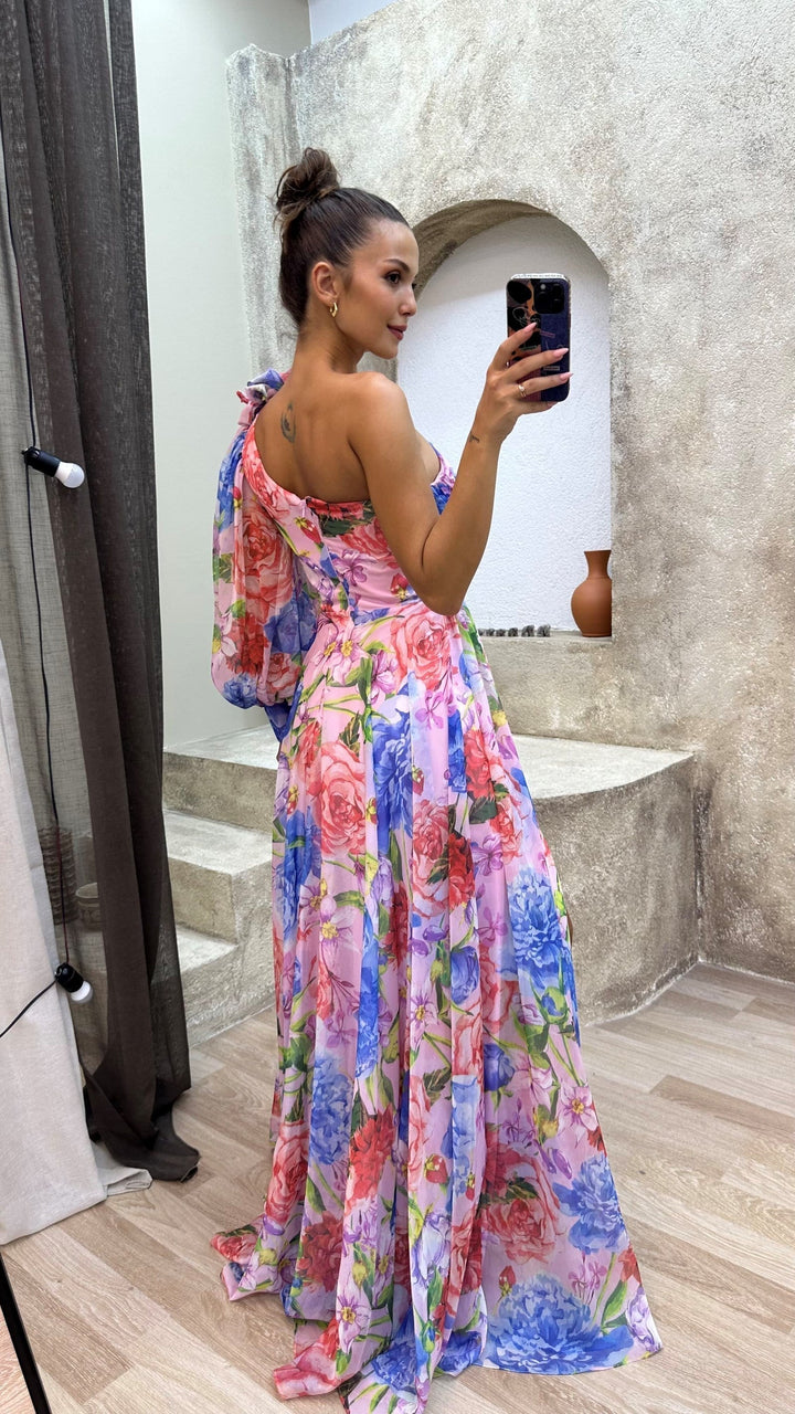 Draped Midi Dress for Women - Elegant Flowy Summer Dress