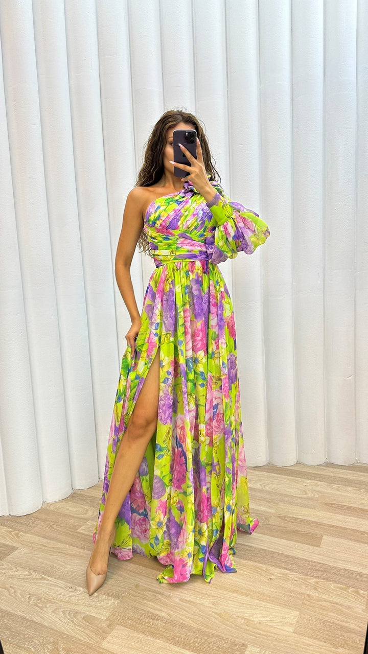 Draped Midi Dress for Women - Elegant Flowy Summer Dress