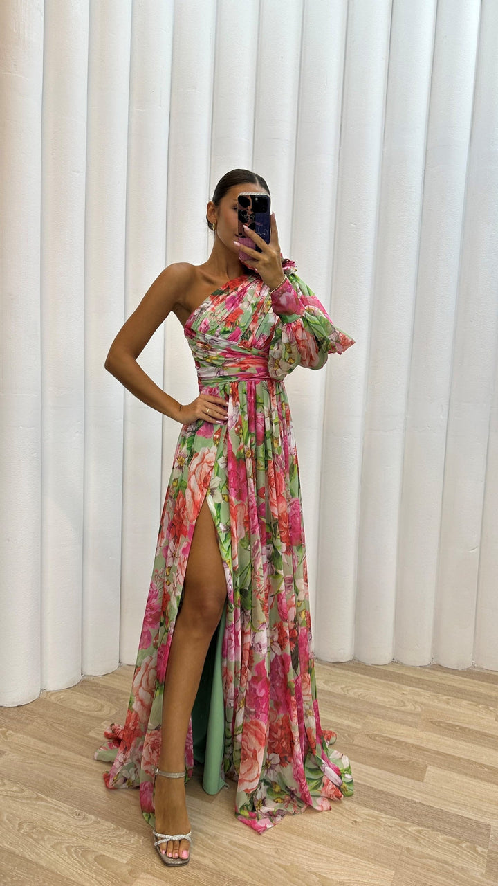Draped Midi Dress for Women - Elegant Flowy Summer Dress
