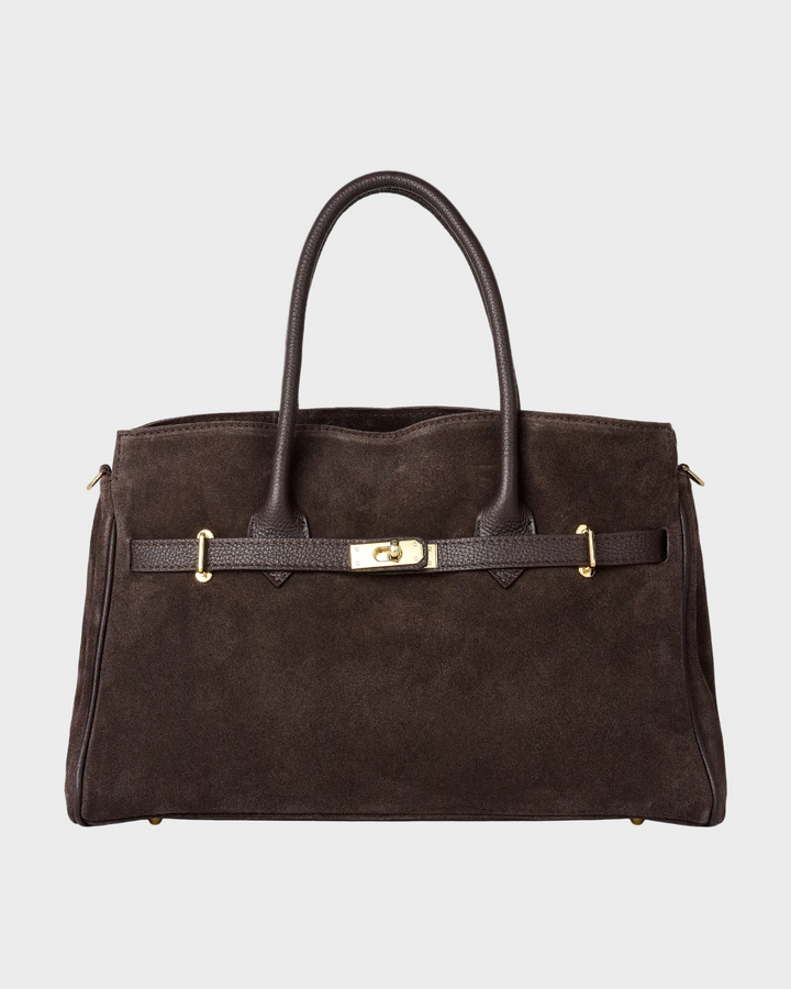 Leather Tote Bag Large Work Laptop Bag Espresso Brown
