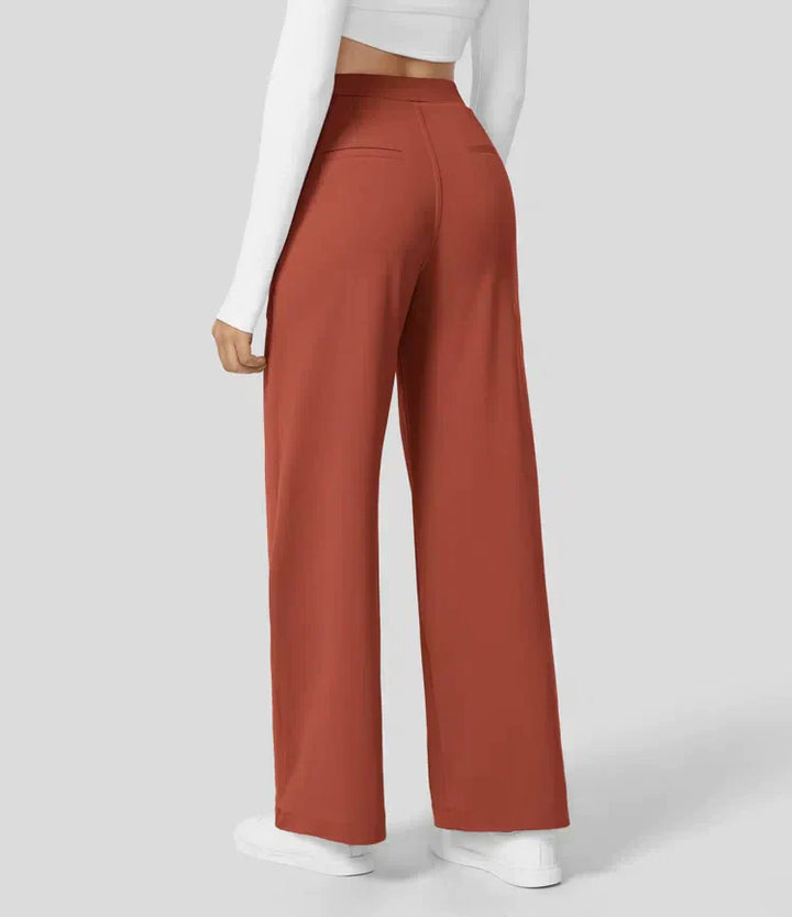 High Rise Stretch Trousers | Comfortable Straight Leg Pants