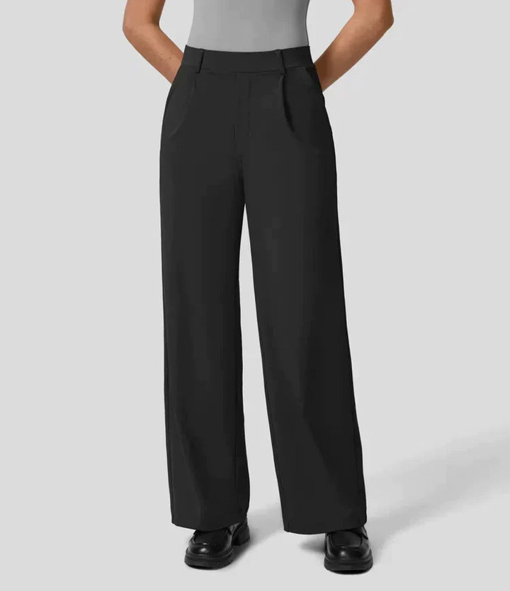 High Rise Stretch Trousers | Comfortable Straight Leg Pants
