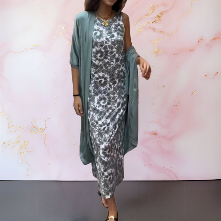 Maxi Dress with Cardigan Set - Elegant Two Piece Outfit