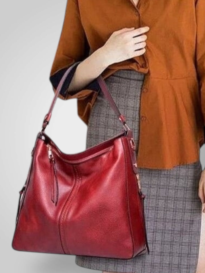 Leather Tote Bag for Women with Multiple Pockets