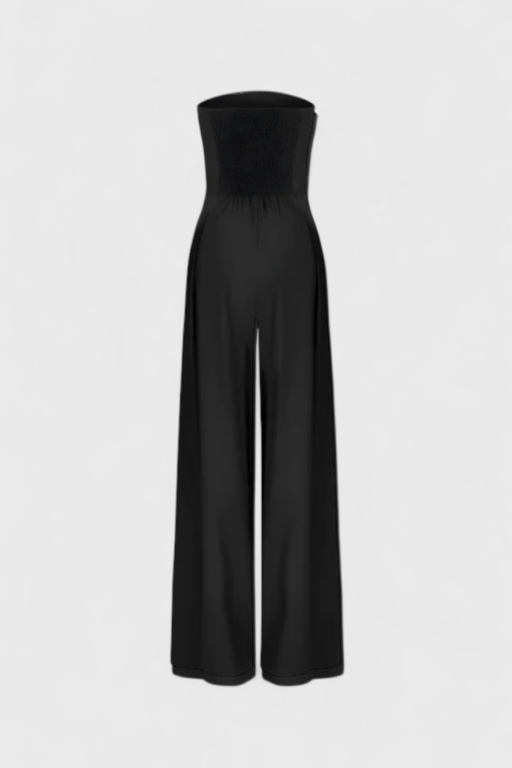Wide Leg Jumpsuit Sleeveless - Elegant Structured Neckline