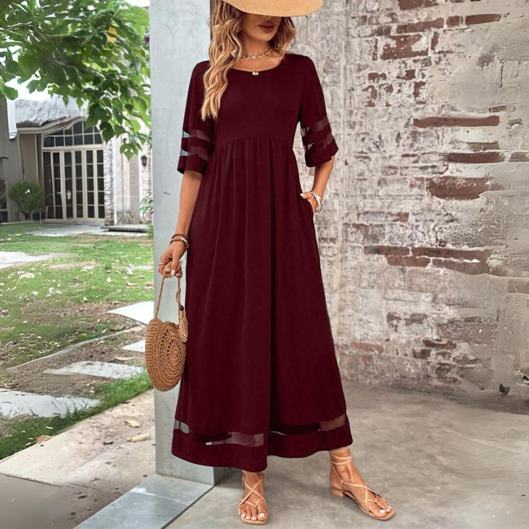 Midi Dress with Empire Waist and Tummy Smoothing Fit