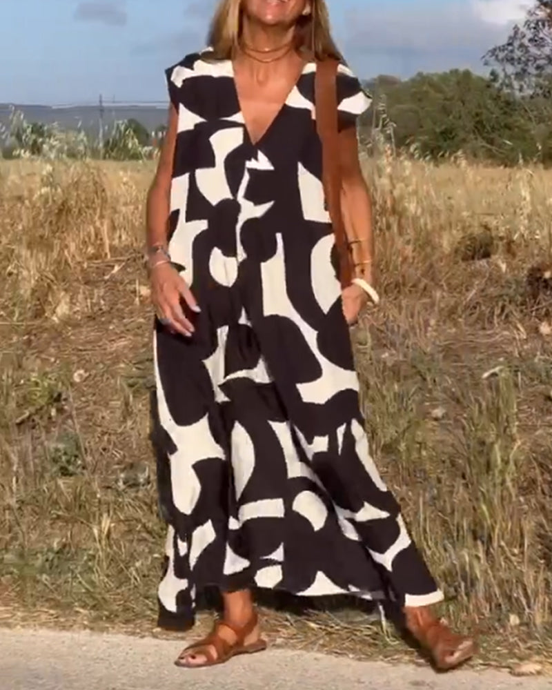 Relaxed Abstract Print Dress for Women | Comfortable Everyday Style