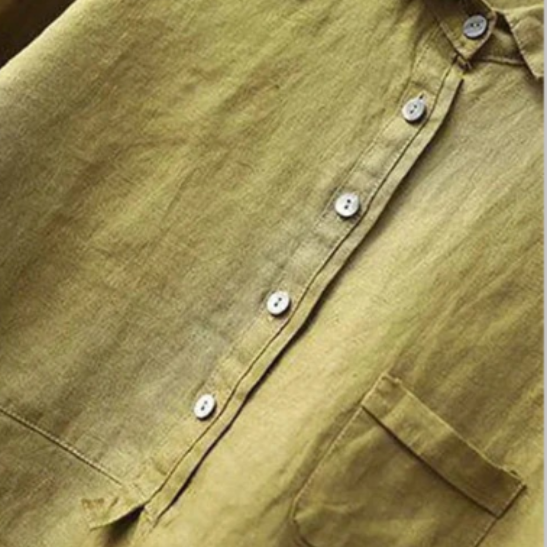 Relaxed Linen Blouse for Women - Button Front Casual Top