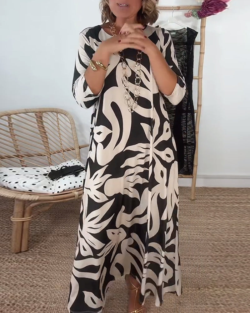Abstract Print Dress for Women - Timeless Elegant Style