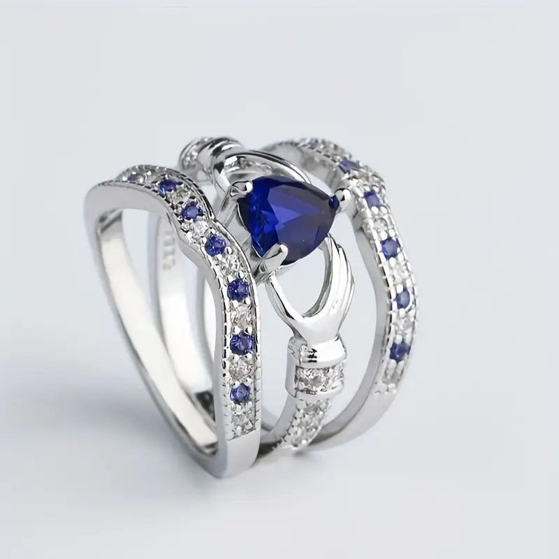 White Gold Ring Set - Elegant Stacking Rings for Women