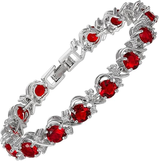 Tennis Bracelet White Gold with Ruby Accents | Elegant Everyday Jewelry