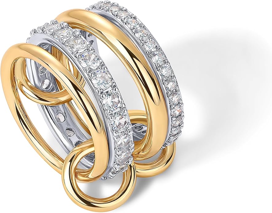 Interlocking Stackable Rings Set | Gold Tone Everyday Jewelry