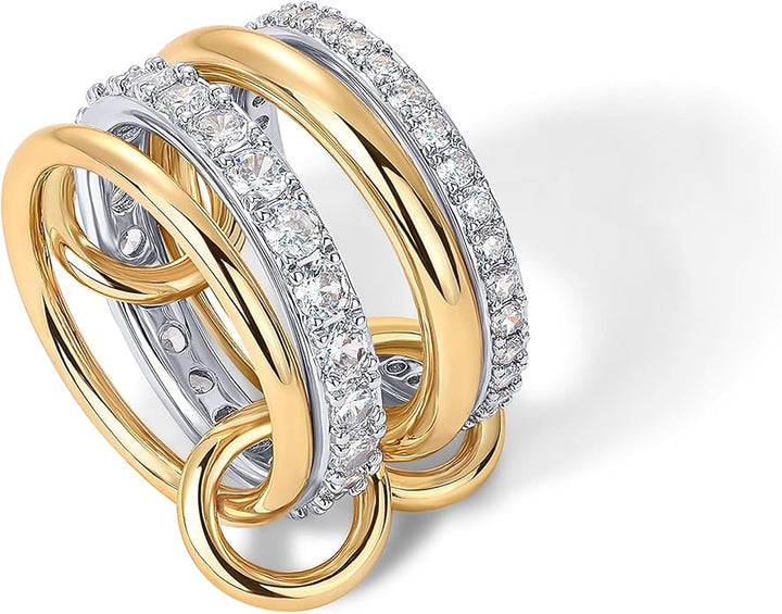 Interlocking Stackable Rings Set | Gold Tone Everyday Jewelry