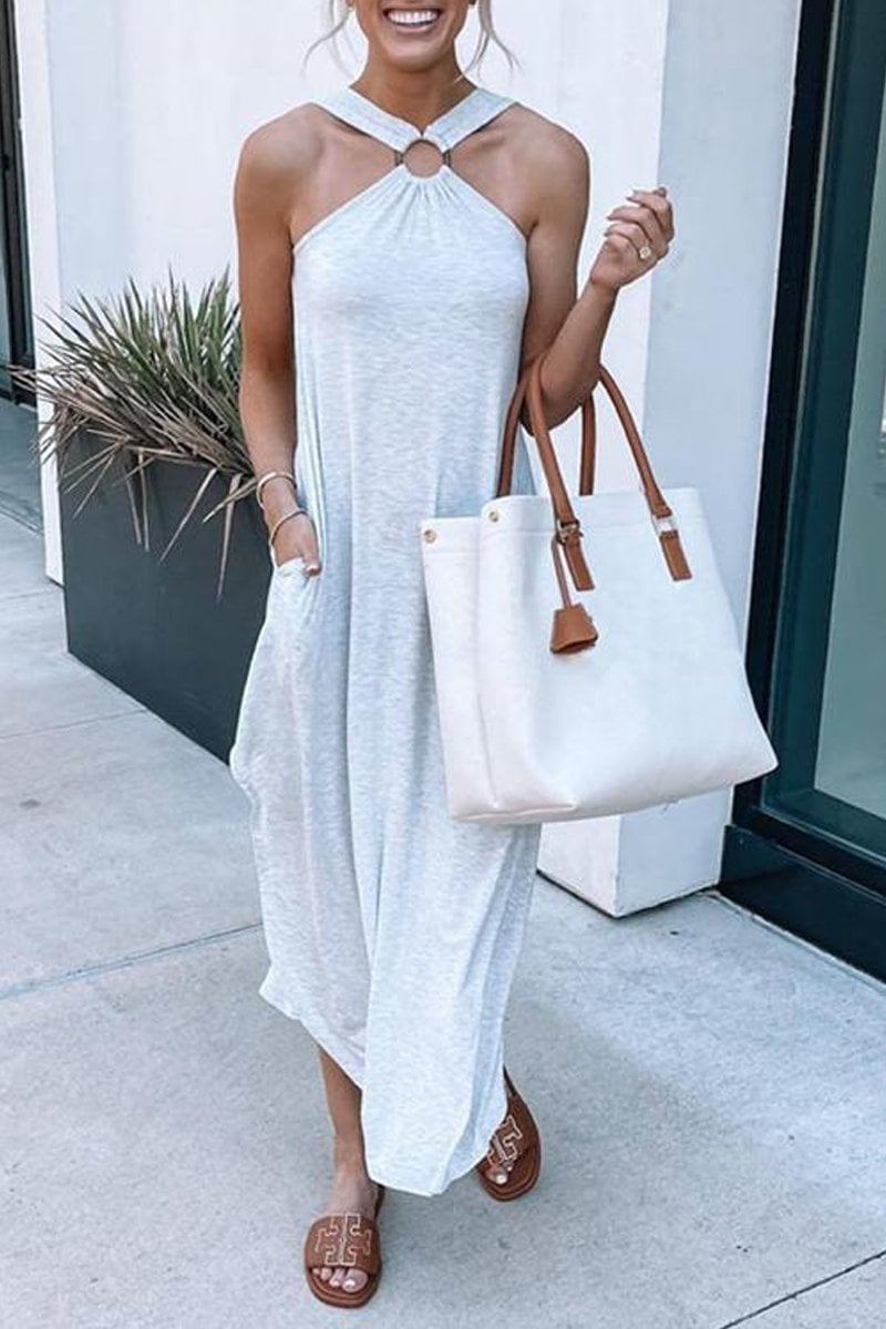 Halter Dress Women Summer Sleeveless Maxi Dress