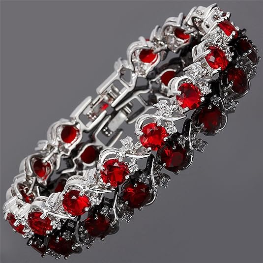 Tennis Bracelet White Gold with Ruby Accents | Elegant Everyday Jewelry