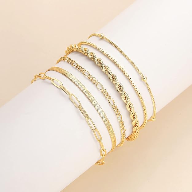 Gold Bracelet Set for Women | Layered Stacking Bracelets