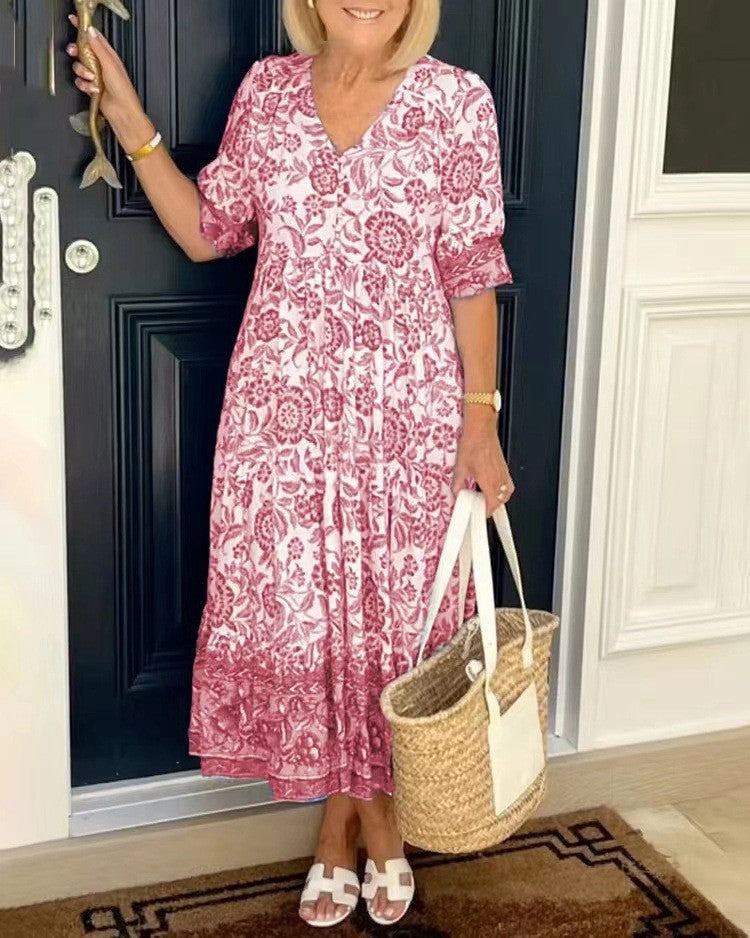 Floral V-Neck Maxi Dress for Women | Elegant Spring Style