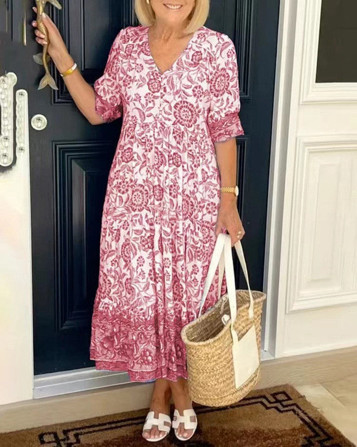 Floral V-Neck Maxi Dress for Women | Elegant Spring Style