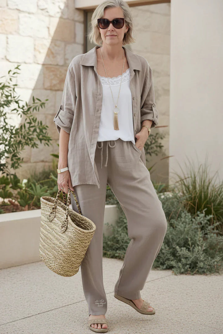 Two Piece Casual Set for Women - Relaxed Fit Lounge Outfit