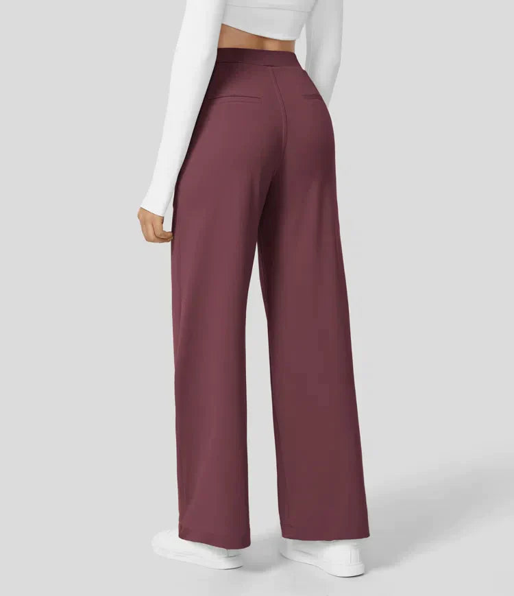 High Rise Stretch Trousers | Comfortable Straight Leg Pants