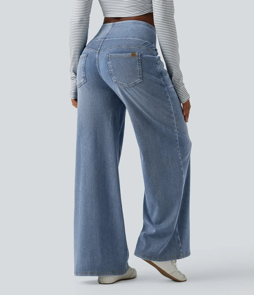 Wide Leg Jeans for Women Mid Rise Baggy Denim with Pockets