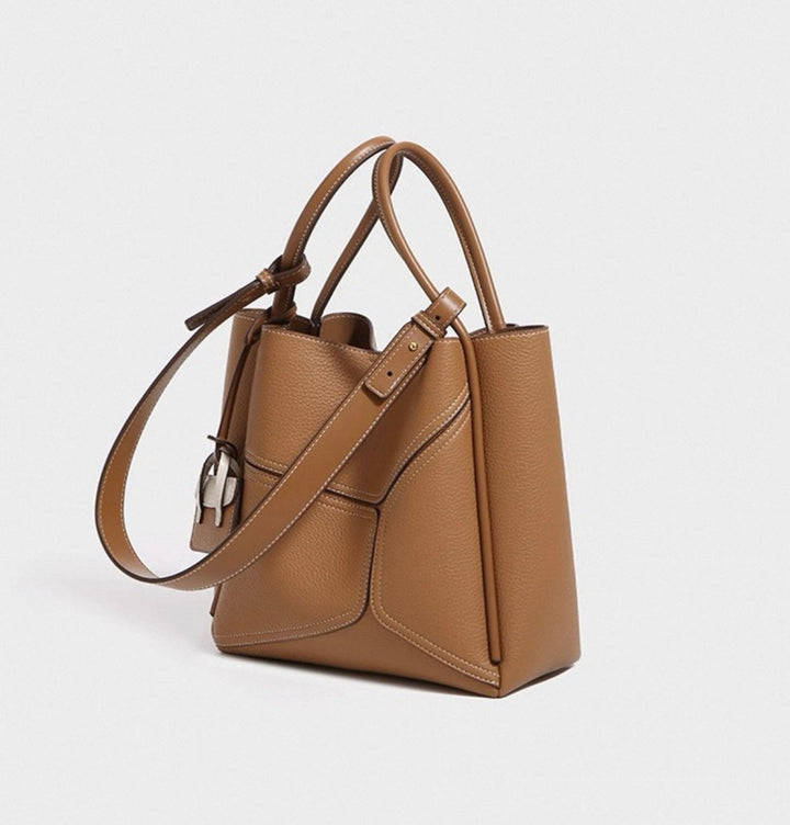 Brown Leather Tote Bag | Genuine Cowhide Leather Handbag