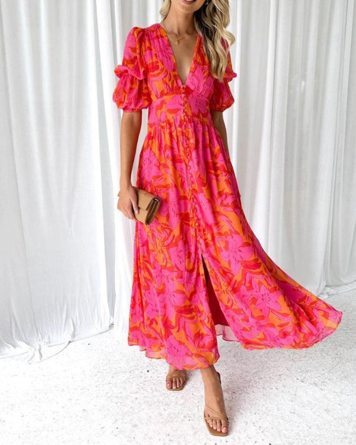 Tropical Print Dress for Women - Radiant Fit and Flare Style
