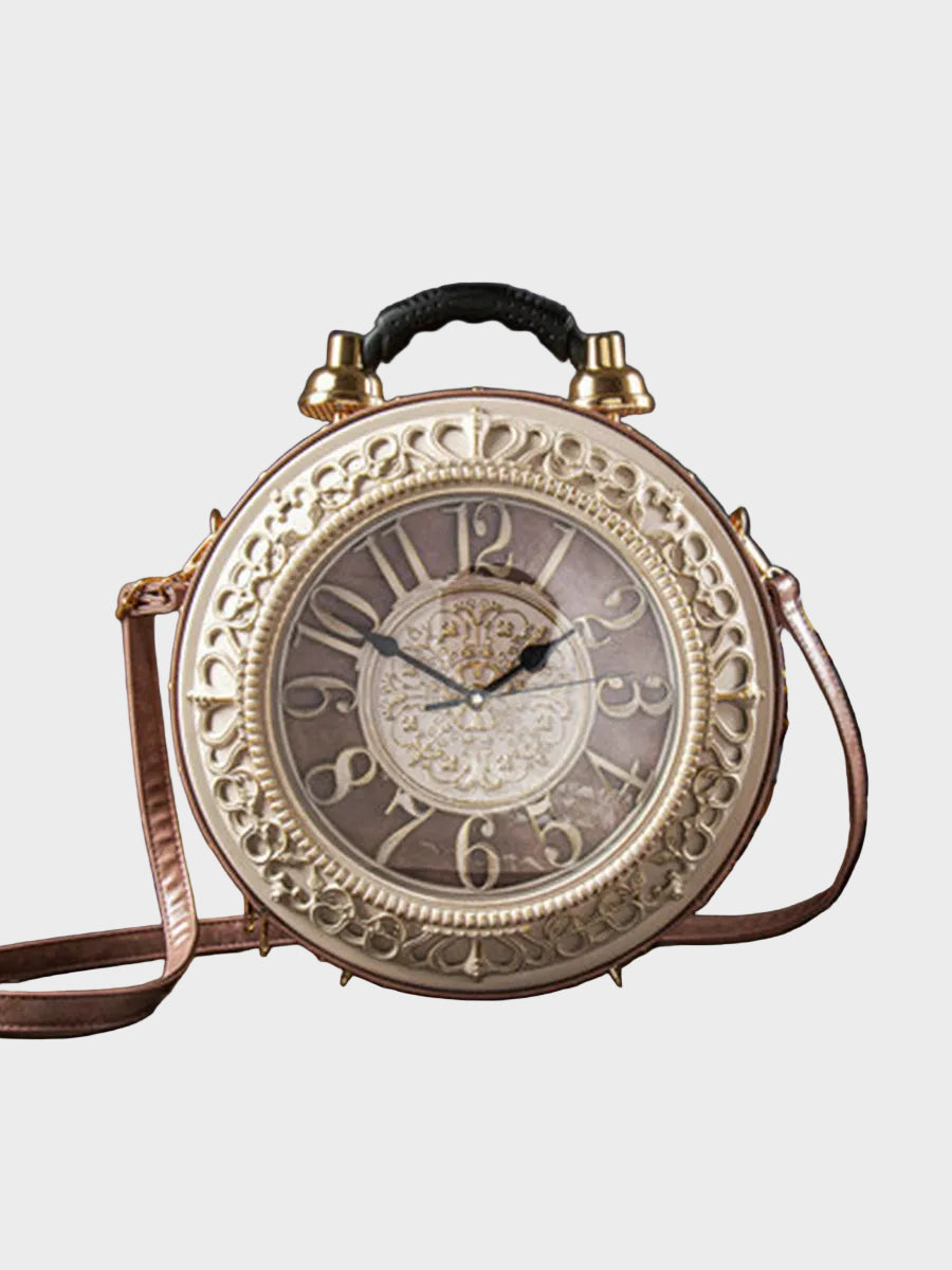 Vintage Pocket Watch Crossbody Bag with Working Clock