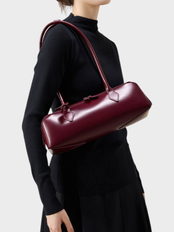 Leather Shoulder Bag for Women - Structured Cowhide Handbag