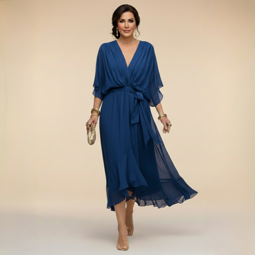 Chiffon V-Neck Maxi Dress for Women