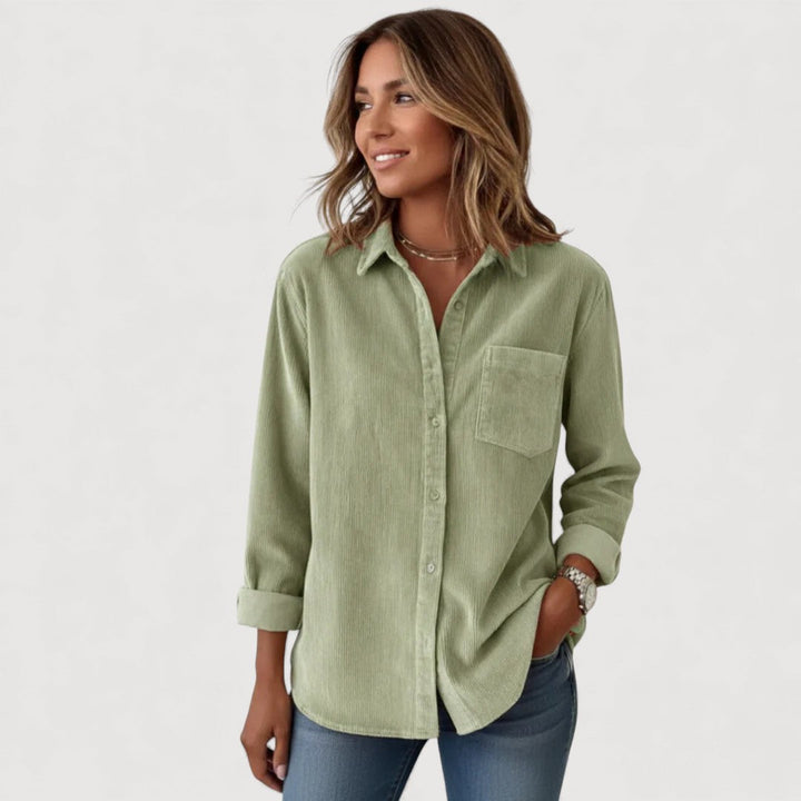 Corduroy Button Down Shirt for Women - Classic Relaxed Fit