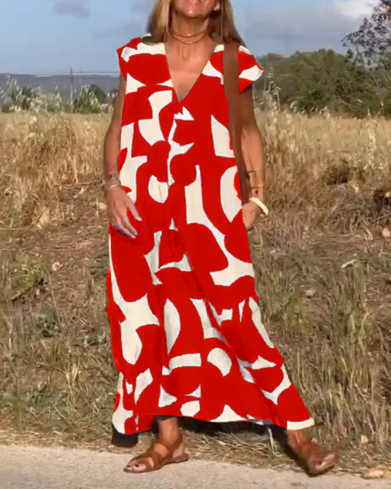 Relaxed Abstract Print Dress for Women | Comfortable Everyday Style