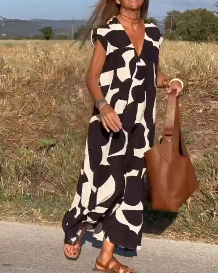 Relaxed Abstract Print Dress for Women | Comfortable Everyday Style