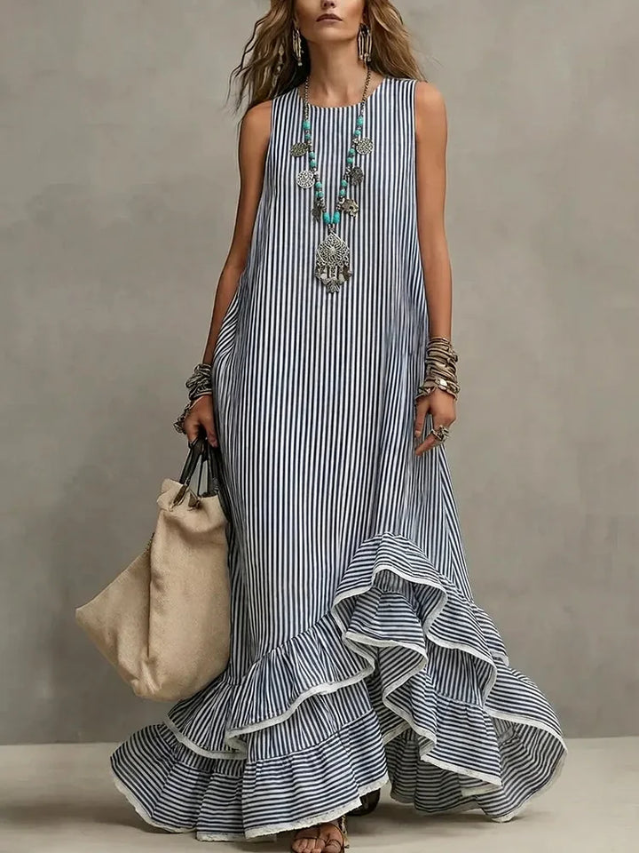 Ruffled Maxi Dress | Casual Retro Style for Women