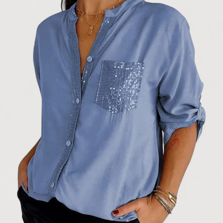 Sequin Detail Blouse for Women - Elegant Sparkle Top