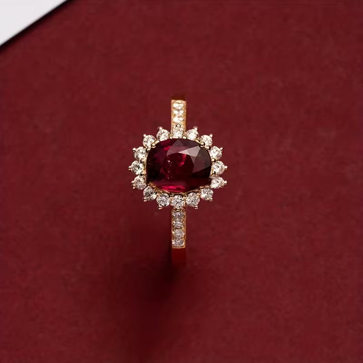 Statement Gold Ring with Red Stone | Bold Cocktail Ring