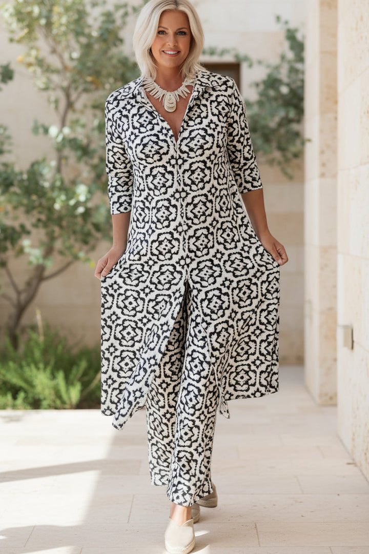 Geometric Print Matching Set for Women - Relaxed Fit Two Piece