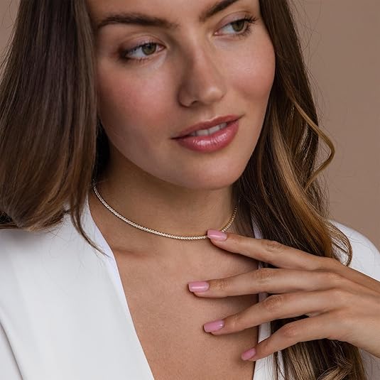 Tennis Necklace Gold | Classic Delicate Chain Necklace